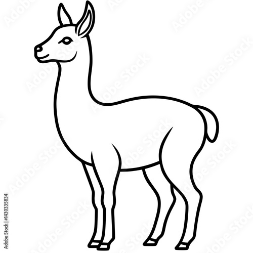Vicuna in a Single Stroke Vector Design