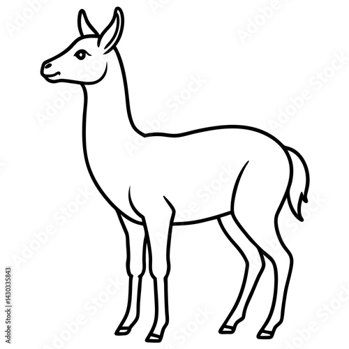 Vicuna in a Single Stroke Vector Design