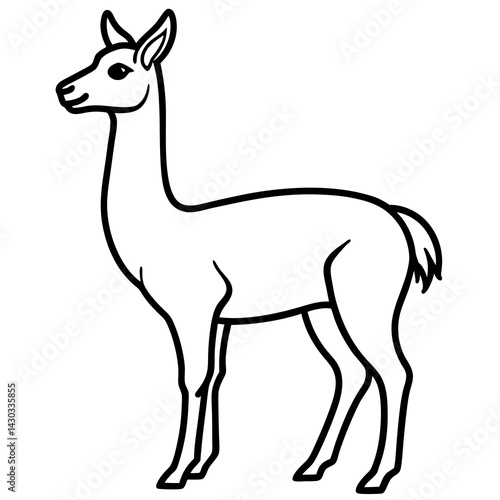Vicuna in a Single Stroke Vector Design