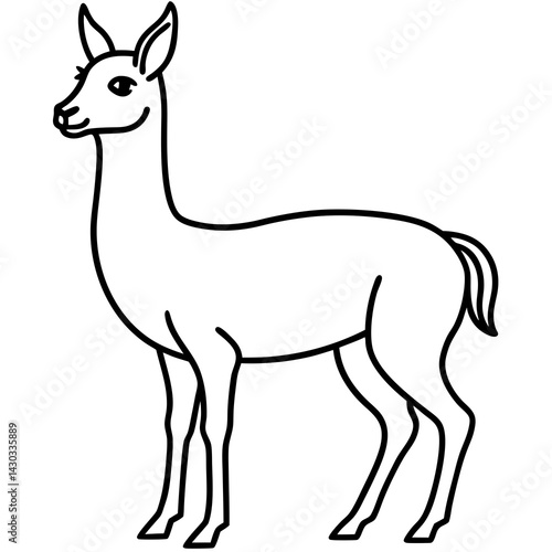 Vicuna in a Single Stroke Vector Design