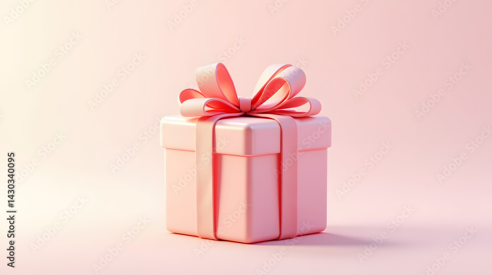 A beautifully wrapped pink gift box with a delicate bow, set against a soft pastel background. A beautifully wrapped pink gift box with a delicate bow, set against a soft pastel background.