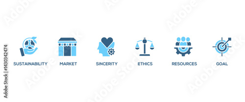 CSR banner web icon set vector illustration concept business and organization, Corporate social responsibility and giving back to the community icons symbol live stroke and easy to edit