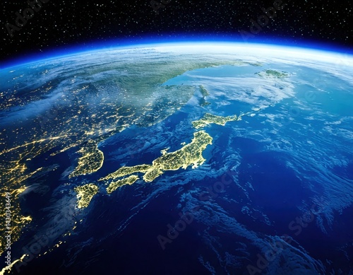 Wallpaper Mural 宇宙から見た日本（ai生成画像） Torontodigital.ca