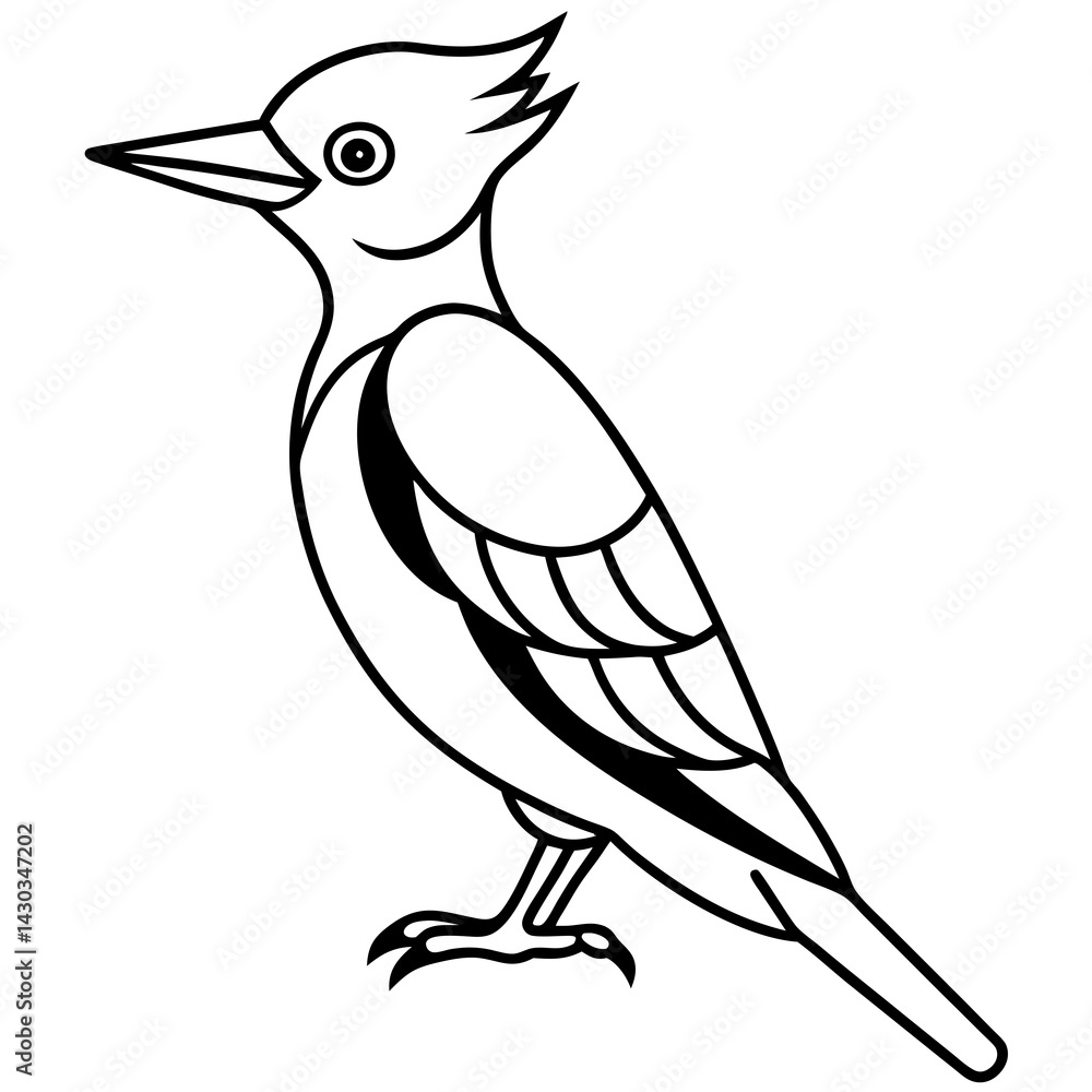 Fototapeta premium Woodpecker Outline Vector Design