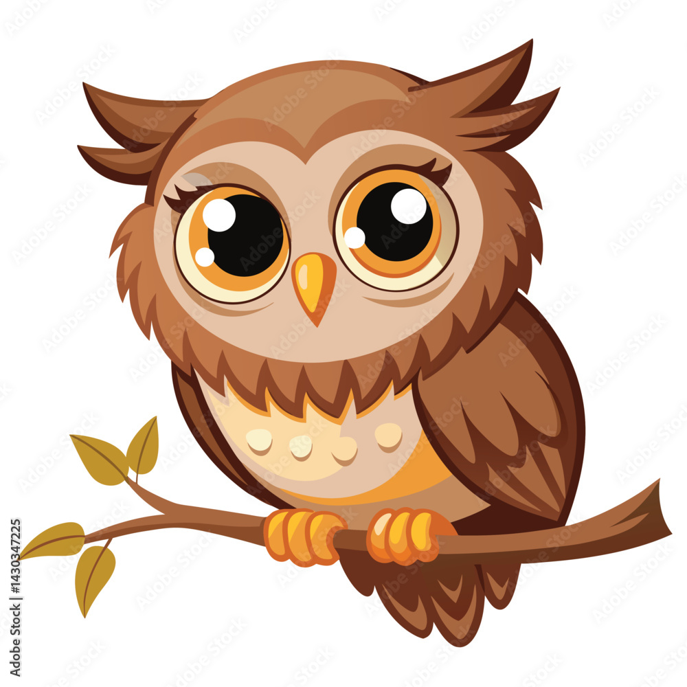 Cute cartoon owl vector children's vector illustration in flat style. For poster, greeting card and children's design Cute cartoon owl vector children's vector illustration in flat style. For poster, greeting card and children's design