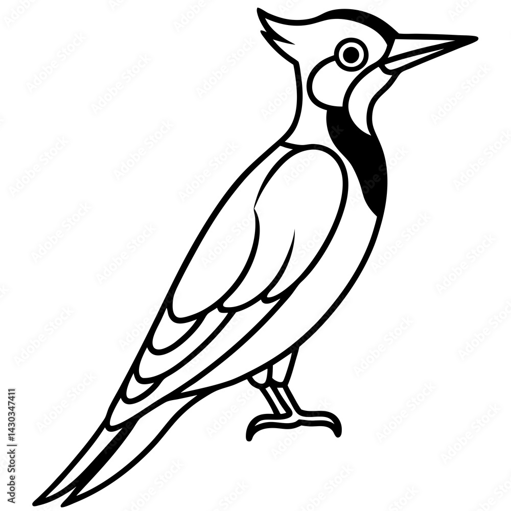 Fototapeta premium Woodpecker Outline Vector Design