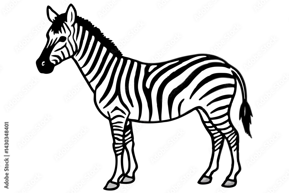 Fototapeta premium Zebra Silhouette Sketch