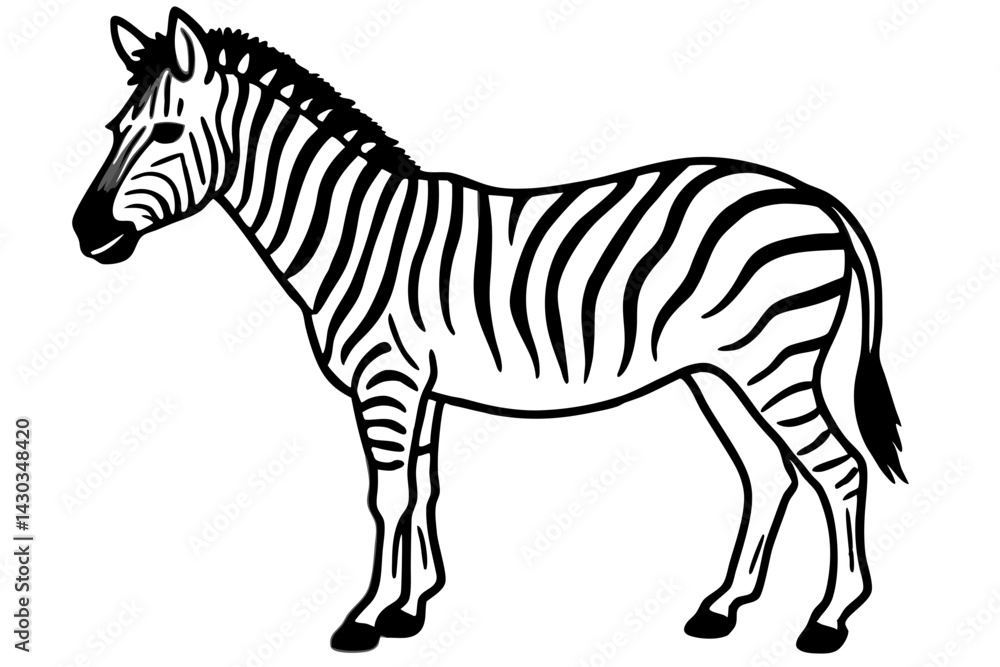 Fototapeta premium Zebra Silhouette Sketch