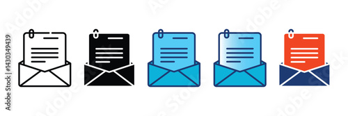 Cover Letter Icon Set Multiple Style Collection