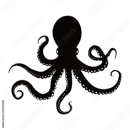 Octopus silhouette graphic animal black vector
