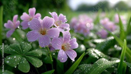 purple flower with dew drops