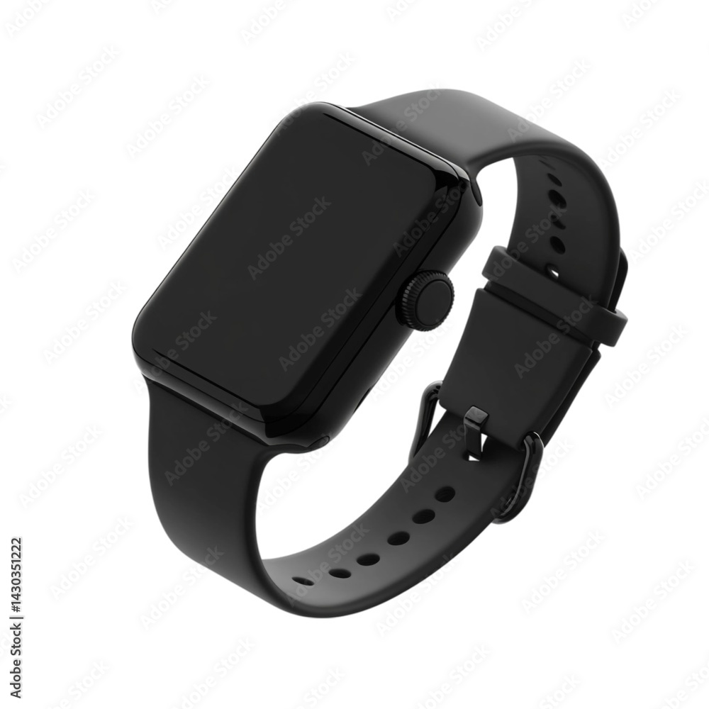 Sleek black smartwatch with a square face and comfortable band perfect for everyday wear Sleek black smartwatch with a square face and comfortable band perfect for everyday wear