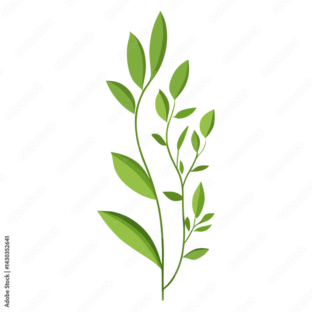 Obraz premium Flat vector of wild grass green leaf art vector