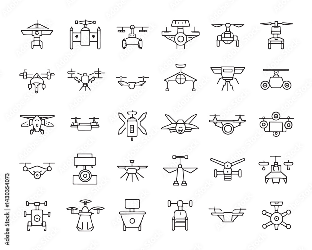 Fototapeta premium drone line art Icon Set