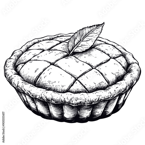 Apple pie art dessert sketch vector