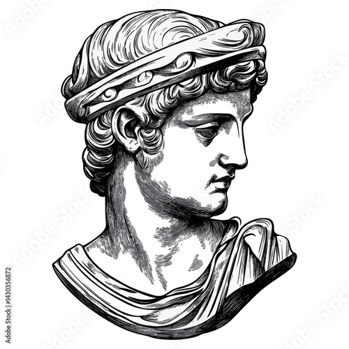 Greek sculpture head art drawing vector
