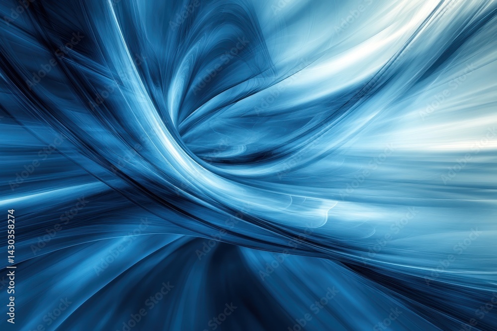 Obraz premium Swirling waves of blue and white create a dynamic abstract pattern in a fluid motion