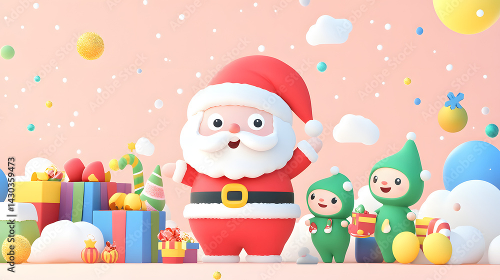 Naklejka premium Minimalist style Christmas,Christmas, decoration, Christmas tree,holiday, xmas,winter, decorations,celebration, presents,gift, Santa Claus,ornaments,december,seasonal,art,happy,new year