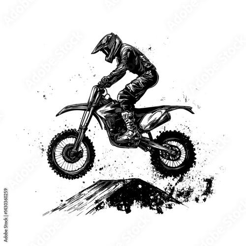 Motocross rider illustration drawing dynamic vector