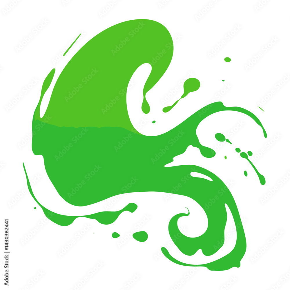 Obraz premium Green solid color vector simple liqid stain abstract art illustration vector