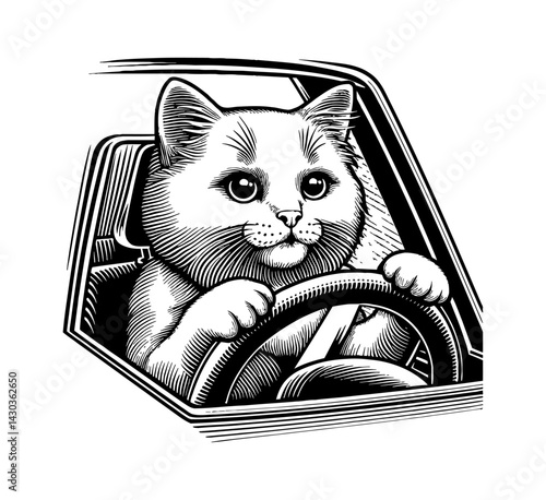 Fashionable cat posing in trendy streetwear outfit and stylish car