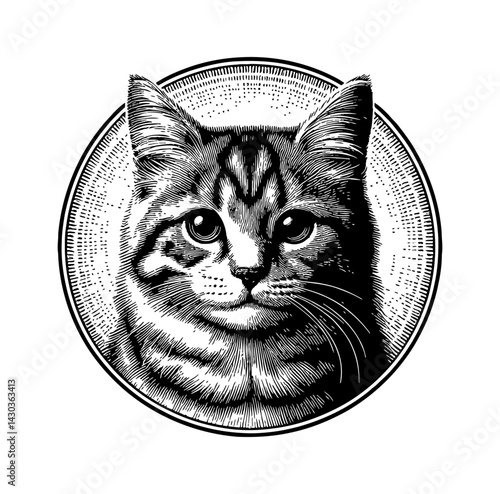 Majestic Cat Portrait: A regal feline gazes confidently, radiating elegance and charm in black background.