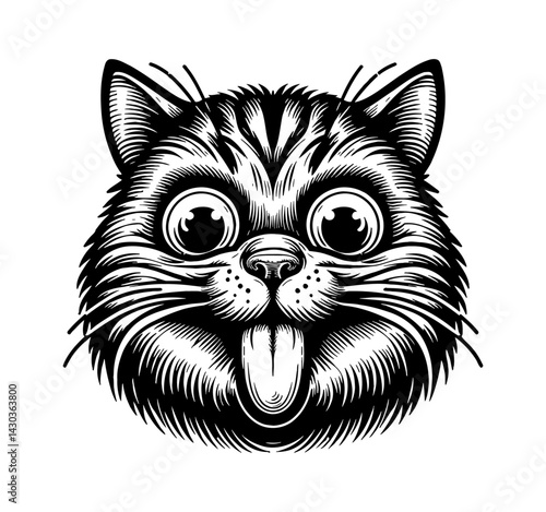 Funny cat making a silly face expression, with humor and a playful, laughing mood