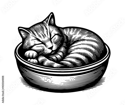 A cute cat sleeping and resting comfortably in a relaxed pose with close up detail