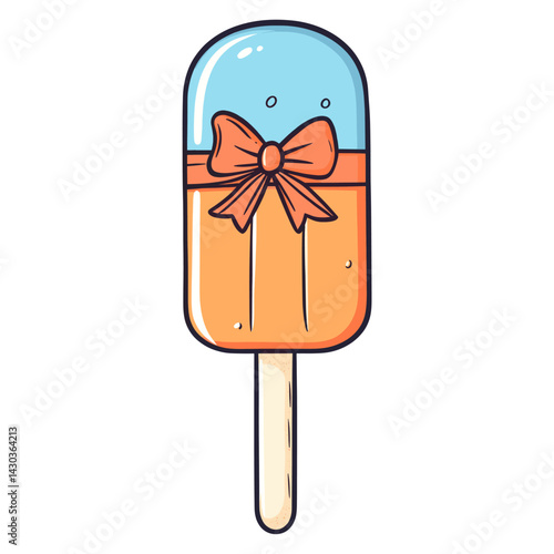 Y2k coquette blue and orange popsicle illustration dessert cartoon vector