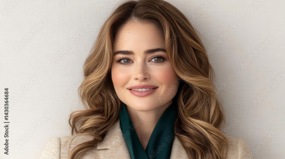 A pretty blonde woman is posing shirtless and touching her smooth cheeks in this portrait A pretty blonde woman is posing shirtless and touching her smooth cheeks in this portrait