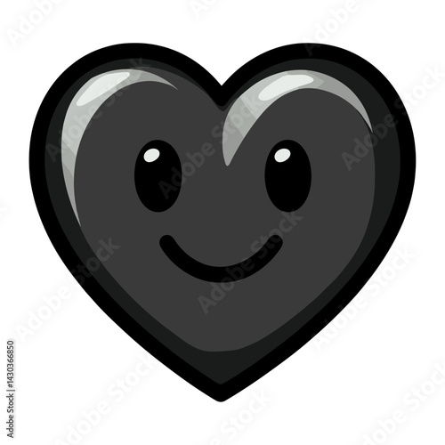 Black heart emoji illustration smiling digital vector