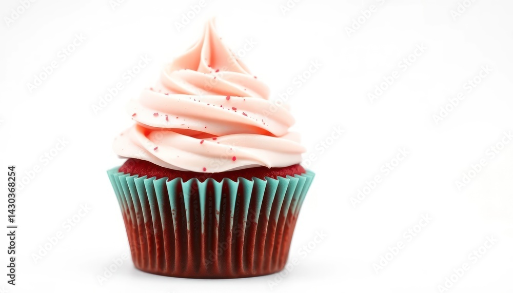 Single, festive cupcake against white Single, festive cupcake against white