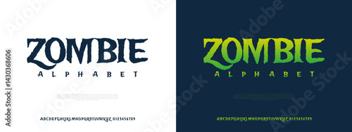 Zombie Typeface for Horror and Halloween Projects Decayed and Creepy Alphabet Design