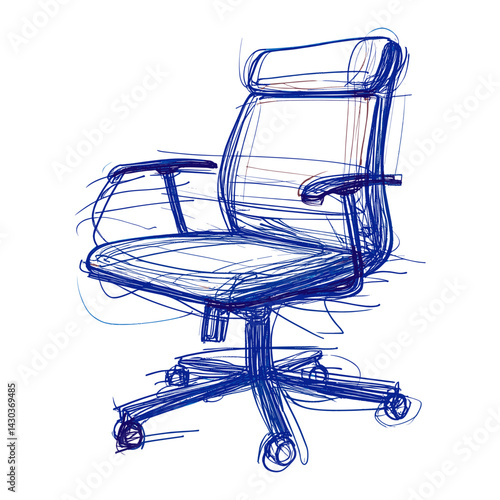 Outline of a Office chair drawing furniture sketch vector