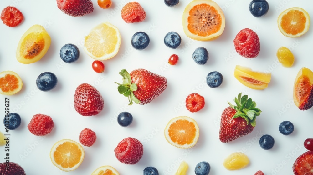 Colorful fruit pattern on white background Colorful fruit pattern on white background