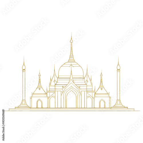Thailand Temple art architecture illustration vector