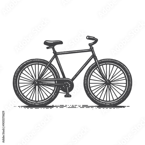 Vintage Hand-Drawn Bicycle Side View Illustration – Outdoor Adventure Engraved Style Vector for T-Shirts, Posters, Stickers, and Cycling Gear Apparel
