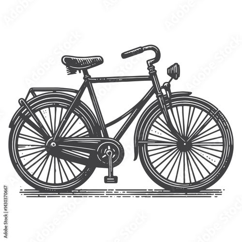 Vintage Hand-Drawn Bicycle Side View Illustration – Outdoor Adventure Engraved Style Vector for T-Shirts, Posters, Stickers, and Cycling Gear Apparel