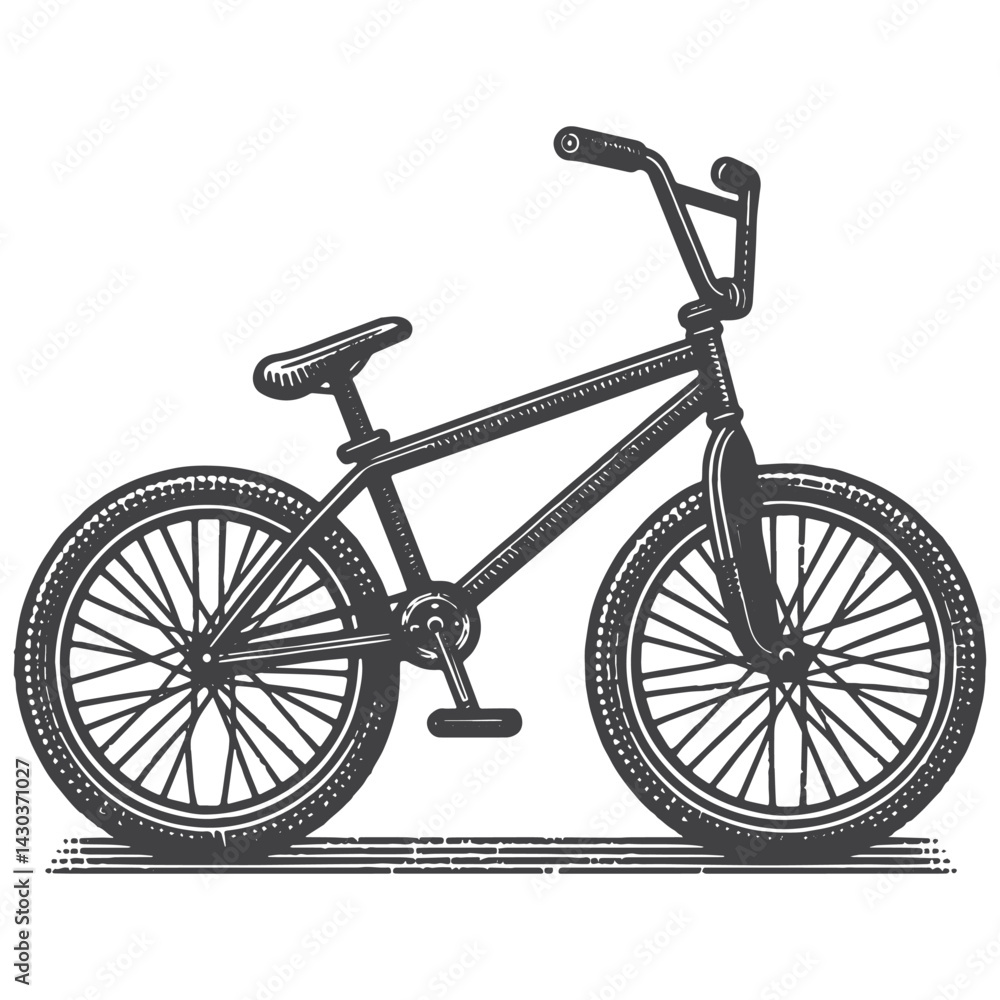 Obraz premium Vintage Hand-Drawn BMX Bike Illustration – Outdoor Adventure Engraved Style Vector for T-Shirts, Posters, Stickers, and Cycling Gear Apparel