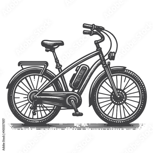 Vintage Hand-Drawn Bicycle Side View Illustration – Outdoor Adventure Engraved Style Vector for T-Shirts, Posters, Stickers, and Cycling Gear Apparel