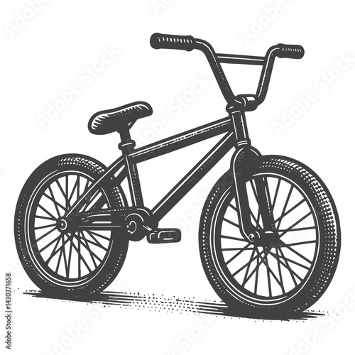 Vintage Hand-Drawn BMX Bike Illustration – Outdoor Adventure Engraved Style Vector for T-Shirts, Posters, Stickers, and Cycling Gear Apparel