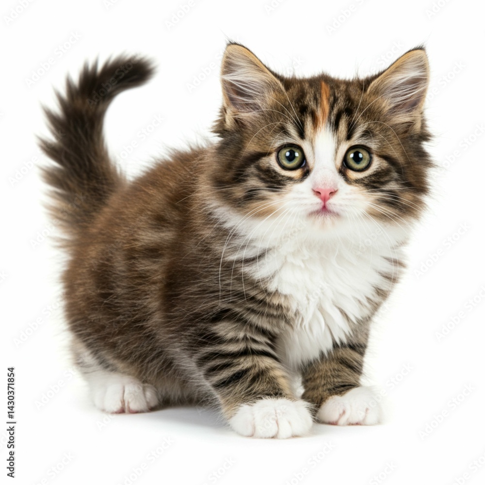 Adorable Tabby Kitten with Fluffy Fur in a Cute Scene Adorable Tabby Kitten with Fluffy Fur in a Cute Scene