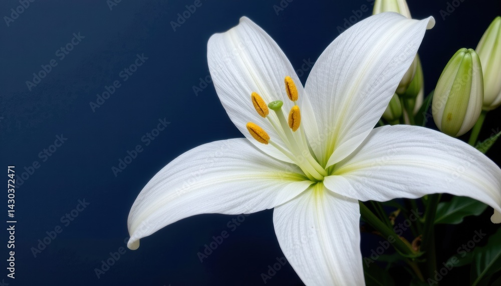 Fototapeta premium Elegant white lily against a dark background.