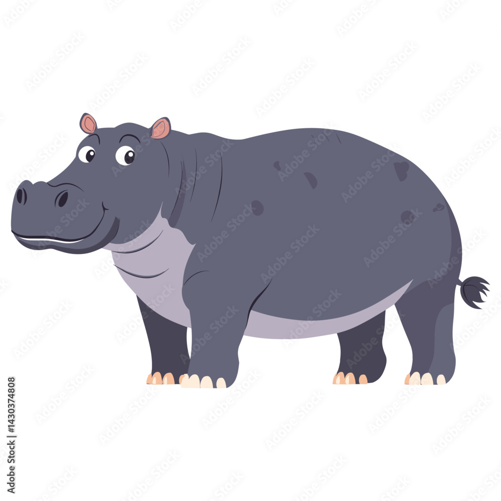 Naklejka premium Vector illustration of Hippopotamus hippo hippopotamus children's vector