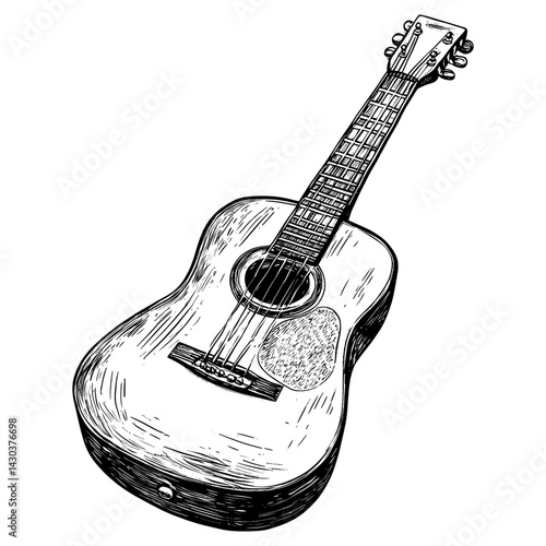 Guitar black white style vector