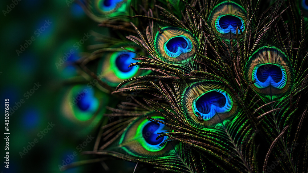 Obraz premium Close up of vibrant iridescent bird feathers