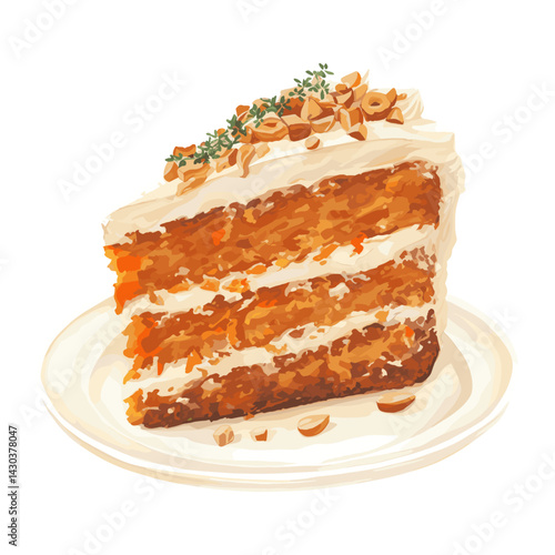 Carrot Cake cream plate cake vector