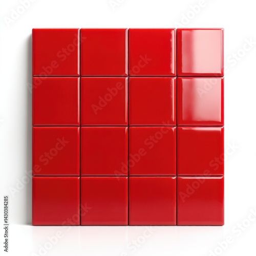 Red square tiles arranged isolated on white background image