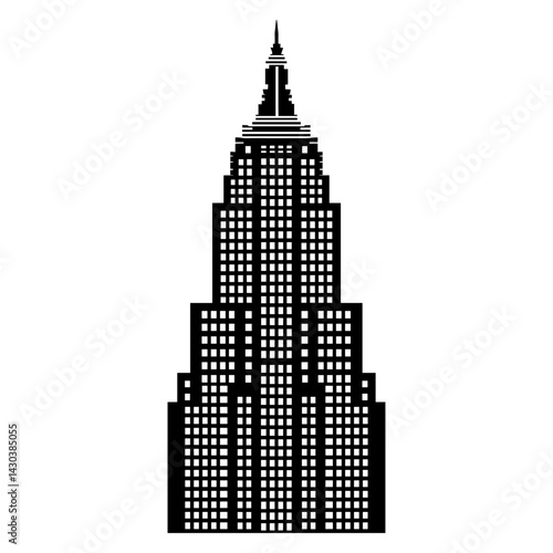 Art deco skyscraper facade architecture illustration silhouette vector
