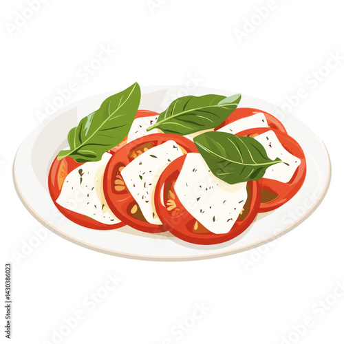 Caprese in a plate illustration leaves food vector